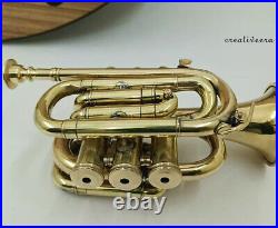 Glorious Antique Delight Pocket Trumpet Bugle Flugel Horn Brass Mouthpiece Gift