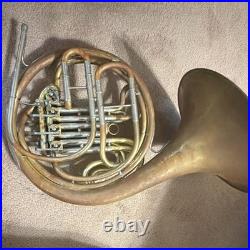 Gold Brass French Horn with Rotary Valves & Case Hard Case Included