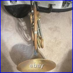 Gold Brass French Horn with Rotary Valves & Case Hard Case Included