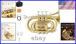 Golden Bb Pocket Trumpet Kit Complete Set with 7C Mouthpiece & Accessories