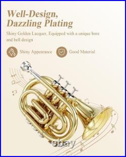 Golden Bb Pocket Trumpet Kit Complete Set with 7C Mouthpiece & Accessories