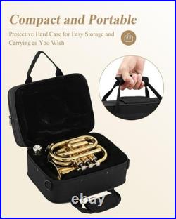Golden Bb Pocket Trumpet Kit Complete Set with 7C Mouthpiece & Accessories Golden Bb Pocket Trumpet Kit Complete Set with 7C Mouthpiece & Accessories
