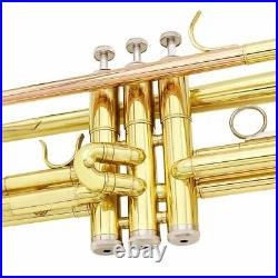 Golden Brass Trumpet Bb B Flat Instrument Mouthpiece Phosphor Copper Horn Box