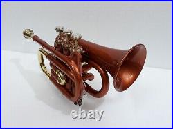 Good Sale Pocket Trumpet Bb Pitch Brown Brass With Free Hard Case + Mp
