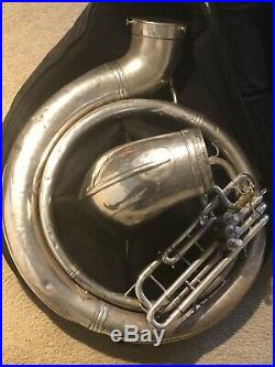 HN WHITE SILVER KING SOUSAPHONE 1950'S With GOLD WASH 26 BELL GREAT CONDITION