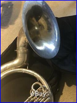 HN WHITE SILVER KING SOUSAPHONE 1950'S With GOLD WASH 26 BELL GREAT CONDITION
