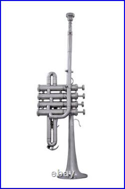 HOT SALE! Bb/A Flat PICCOLO TRUMPET NICKEL PLATED WITH FREE HARDCASE+ MOUTHPIECE