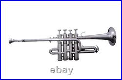 HOT SALE! Bb/A Flat PICCOLO TRUMPET NICKEL PLATED WITH FREE HARDCASE+ MOUTHPIECE