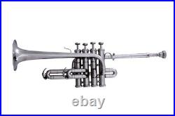 HOT SALE! Bb/A Flat PICCOLO TRUMPET NICKEL PLATED WITH FREE HARDCASE+ MOUTHPIECE