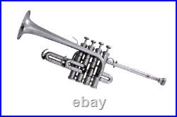 HOT SALE! Bb/A Flat PICCOLO TRUMPET NICKEL PLATED WITH FREE HARDCASE+ MOUTHPIECE