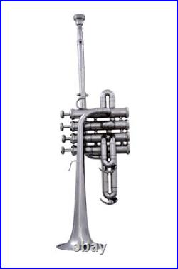 HOT SALE! Bb/A Flat PICCOLO TRUMPET NICKEL PLATED WITH FREE HARDCASE+ MOUTHPIECE