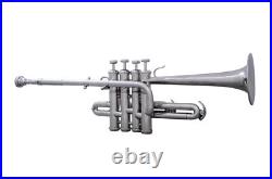 HOT SALE! Bb/A Flat PICCOLO TRUMPET NICKEL PLATED WITH FREE HARDCASE+ MOUTHPIECE