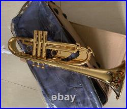 Heavy Professional Gold Plated Trumpet Bb Horn With Case