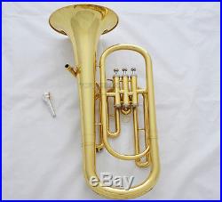 High-Grade 3 Piston Baritone Horn B-Flat Gold Brass Brand New With Case