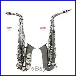High Quality Brass Bend Eb E-flat Alto Saxophone Sax Black Nickel With X6E2