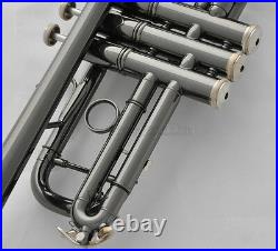 High-quality Black Nickel Plated C Key Trumpet Engraving Bell Horn New Case