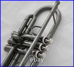High-quality Black Nickel Plated C Key Trumpet Engraving Bell Horn New Case