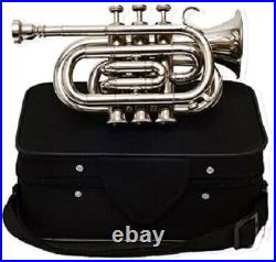 Hot Bb Flat Silver Pocket Trumpet Free Cass + mp fast Shippingbest Gift