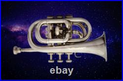 Hot Bb Flat Silver Pocket Trumpet Free Cass + mp fast Shippingbest Gift