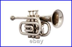 Hot Bb Flat Silver Pocket Trumpet Free Cass + mp fast Shippingbest Gift