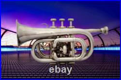 Hot Bb Flat Silver Pocket Trumpet Free Cass + mp fast Shippingbest Gift