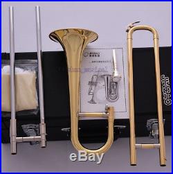 JINBAO Gold Bb Slide Trumpet Bb Soprano Trombone Horn Leather Case Free Shipping