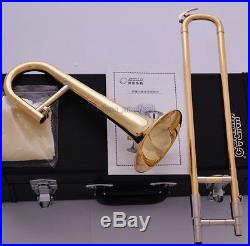JINBAO Gold Bb Slide Trumpet Bb Soprano Trombone Horn Leather Case Free Shipping
