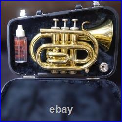Jupiter JPT-416 Pocket Trumpet with Case Compact Bb Travel Horn with Case