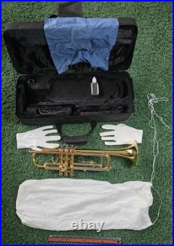 Kaizer B Flat Bb Gold Lacquered Yellow Brass Trumpet, Case, Cloths Gloves &Bag++