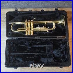 King Bb Trumpet Brass Lacquered Gold Jazz 3 Valves Hook with Case NO MOUTHPIECE