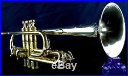King Liberty Silver Tone Cornet Long Bell 1940 Sterling Silver Bell Case & MP