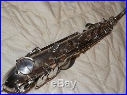 King Zephyr Alto Saxophone #188XXX, Original Silver Plate, Plays Great, Nice