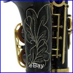 LADE Brass Engraved Alto Saxophone Sax Eb E-Flat Professional Black O9G8