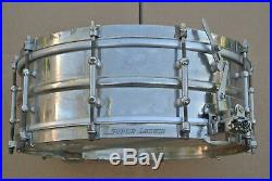LUDWIG & LUDWIG 5X14 SUPER LUDWIG 10-TUBE LUG SNARE DRUM wHEAVY BRASS SHELL D762