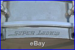 LUDWIG & LUDWIG 5X14 SUPER LUDWIG 10-TUBE LUG SNARE DRUM wHEAVY BRASS SHELL D762