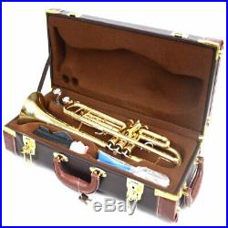 Leather Trumpet Hard Case Gig Bag Box Handheld Water-resistance Storage 2 Locks