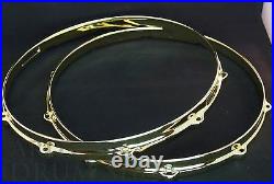 Ludwig NEW Brass Plated Die Cast Snare Hoops 14 PAIR 10 Hole/Lug FREE SHIPPING