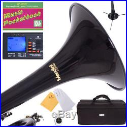 MENDINI Bb TRUMPET BLACK LACQUERED FOR CONCERT BAND +TUNER+STAND+CARE KIT+CASE