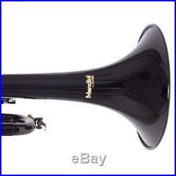 MENDINI Bb TRUMPET BLACK LACQUERED FOR CONCERT BAND +TUNER+STAND+CARE KIT+CASE