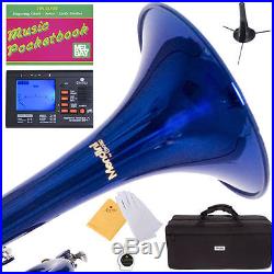 MENDINI Bb TRUMPET BLUE LACQUERED FOR CONCERT BAND +TUNER+STAND+CARE KIT+CASE