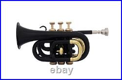 MINI POCKET SALE NEW BLACK & BRASS Bb POCKET TRUMPET+FREE HARD CASE+MOUTHPIECE MINI POCKET SALE NEW BLACK & BRASS Bb POCKET TRUMPET+FREE HARD CASE+MOUTHPIECE
