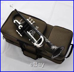 Matt Black Trumpet horn Monel Valves Beautifully Hand carved New Case Warranty