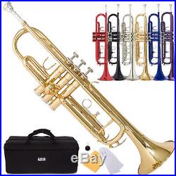 Mendini Bb Beginner Trumpet in Gold Silver Black Blue Purple Red +Care Kit+Case