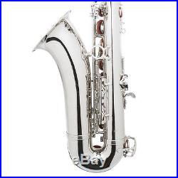 Mendini Bb Tenor Saxophone Sax Nickel Plated +Tuner+Case+Carekit MTS-N