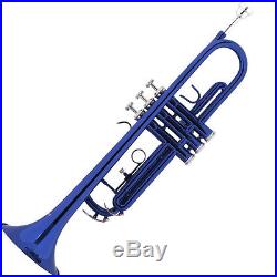 Mendini Bb Trumpet Blue Lacquered Student Band +Tuner+Case+CareKit MTT-BL
