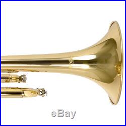 Mendini Bb Trumpet Gold Lacquered Student Band +Tuner+Case+CareKit MTT-L