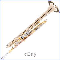 Mendini Bb Trumpet Gold & Rose Brass Monel Valves Piston +Tuner+Case MTT-30GB