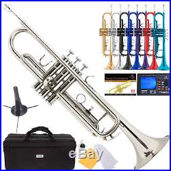 Mendini Bb Trumpet Gold Silver Black Blue Purple Red +Tuner+Case+CareKit