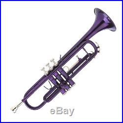 Mendini Bb Trumpet Purple Lacquered Student Band +Tuner+Case+CareKit MTT-PL