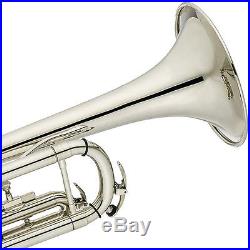 Mendini Bb Trumpet Silver Nickel Plated Student Band +Tuner+Case+CareKit MTT-N
